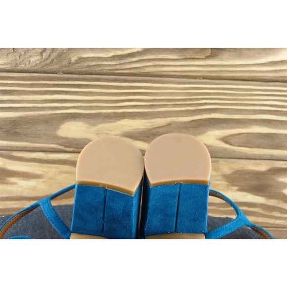 Zara Sz 36 M Blue Ankle Strap Leather Women Sandals - Picture 7 of 7